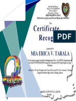 Certificate Recognition: Mia Erica V. Tarala