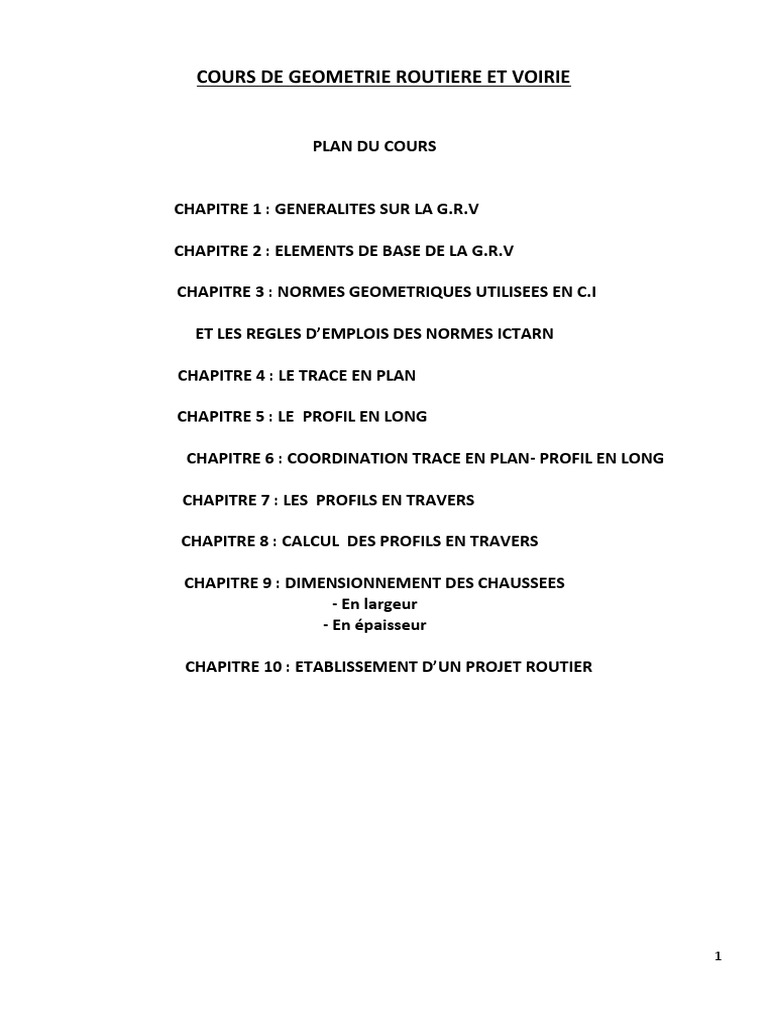 Cours de Géométrie Routière et Voirie | PDF | Route | Angle