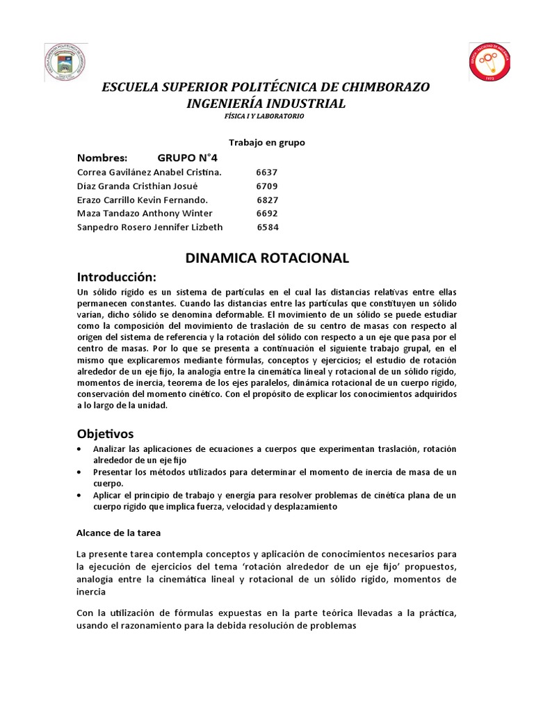 Fisica Ii Dinamica Rotacional Pdf Rotación Dinámica Mecánica