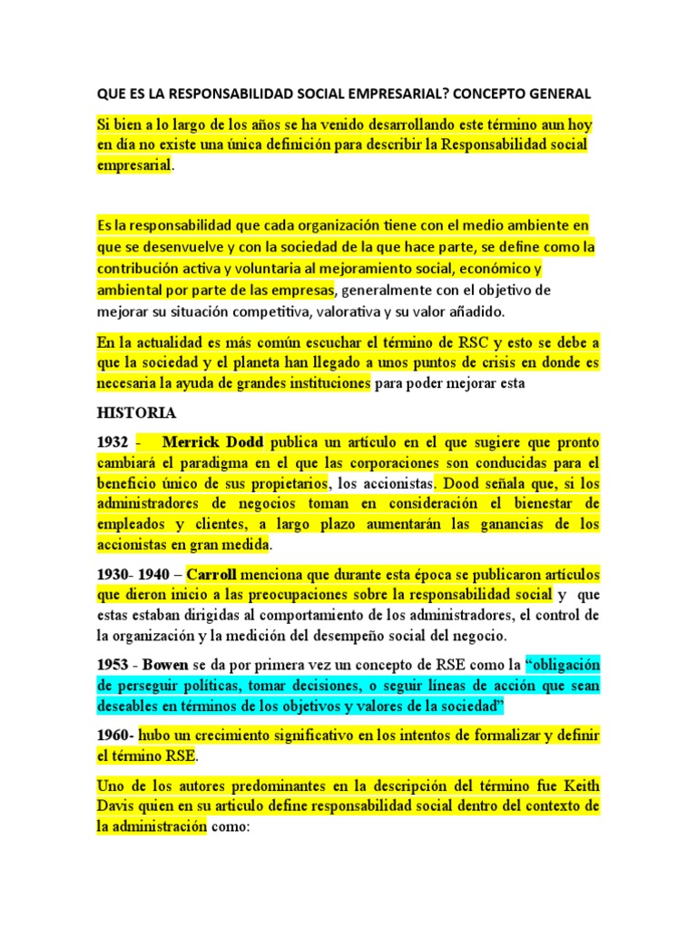 imagen con breve historia sobre como se diseño y Qué es la responsabilidad social empresarial