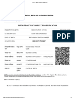 Birth Registration Record Verification