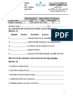 Q.1. (A) Write The Words Next To Their Correct Definitions. (Marks: 5) (Illegal Hunter Donation Protect Wild)