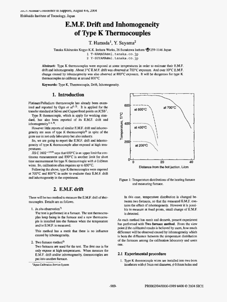 E.M.F. K Thermocouples Drift and Ofqpe PDF Thermocouple Temperature