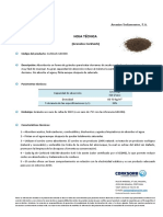 Absorvente corcho CorkSorb hoja técnica