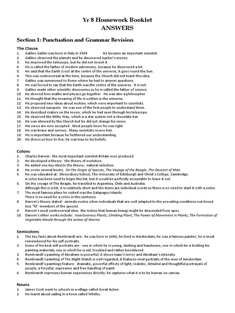 Year 8 Homework Guide: Beowulf & More | PDF | Beowulf | Galileo Galilei