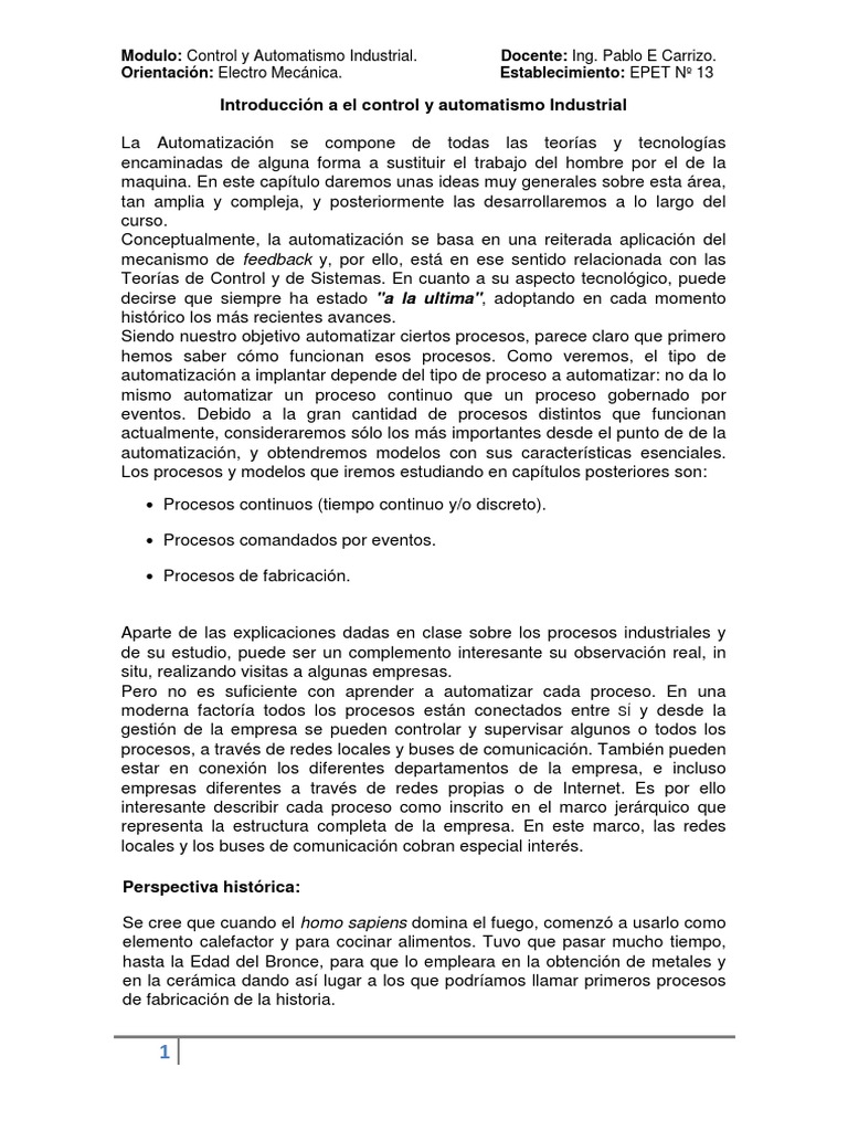 Introduccion Al Automatismo | PDF | Automatización | Mecanizado