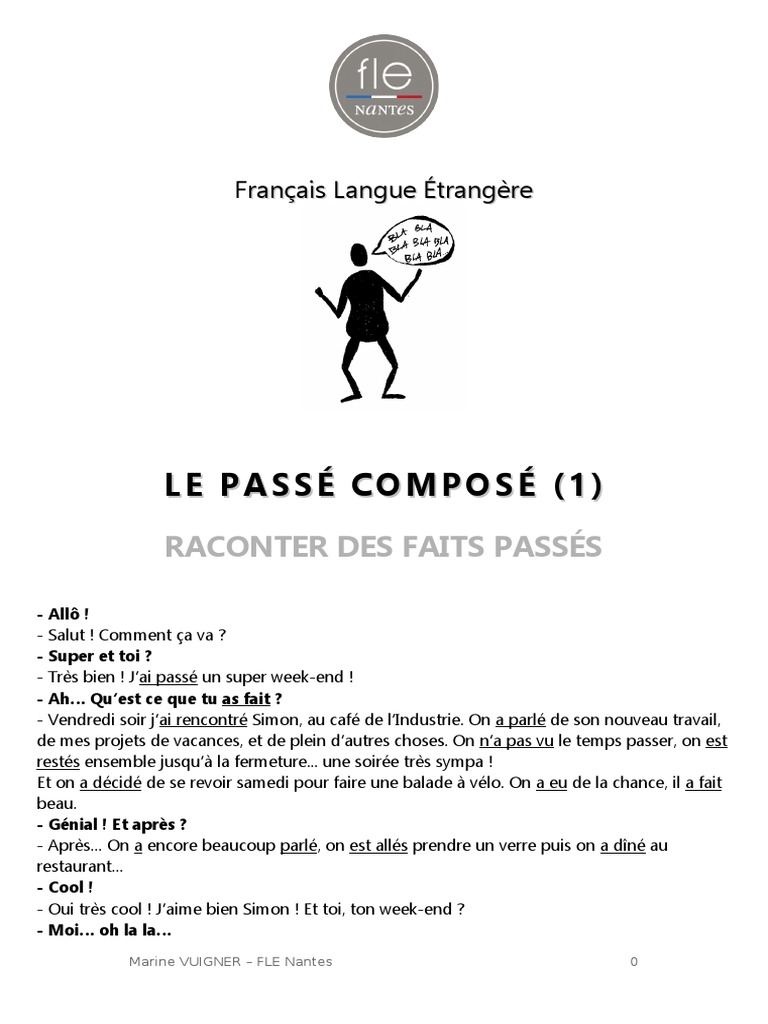 Exercice Passé Composé Cm1 Avec Correction Passe Compose Exercices-Correction | PDF