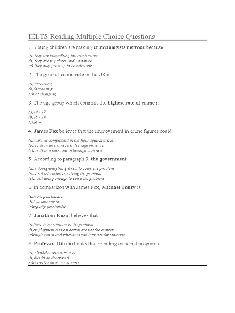 Ielts Reading Questions | PDF