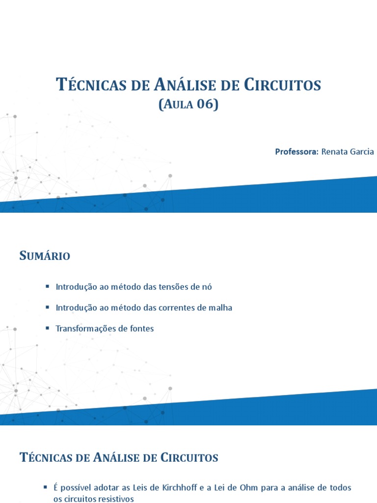 Aula 06 - Técnicas de Análise de Circuitos | PDF | Rede elétrica ...