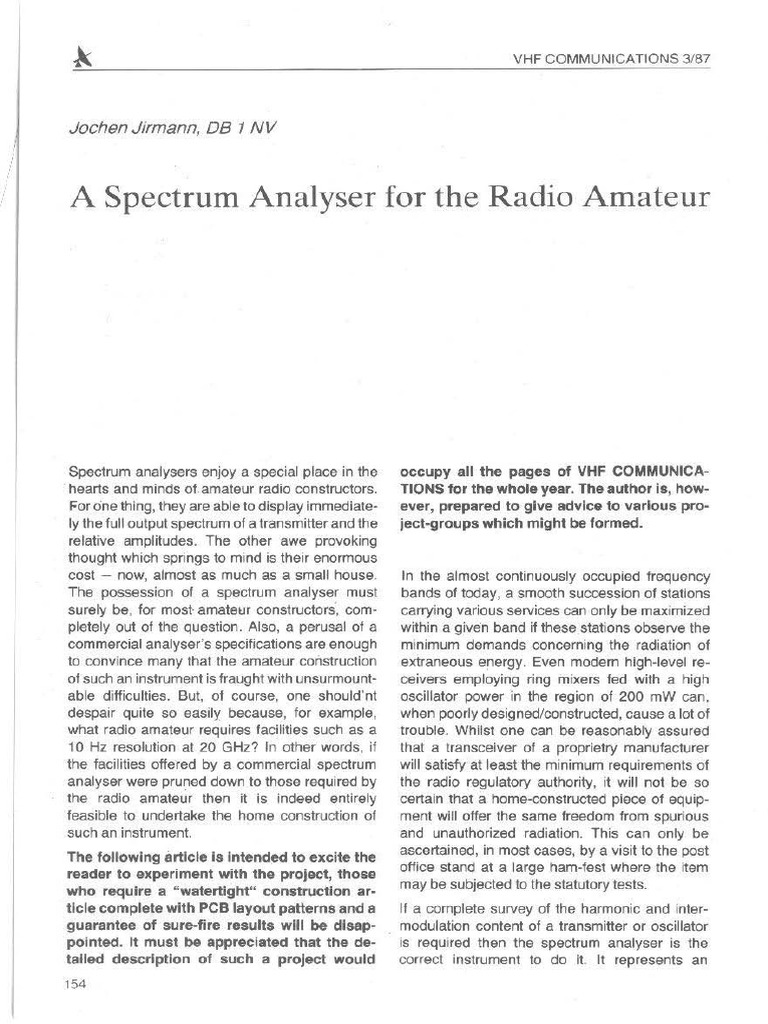 A Spectrum Analyser For The Radio Amateur | PDF | Amplifier ...