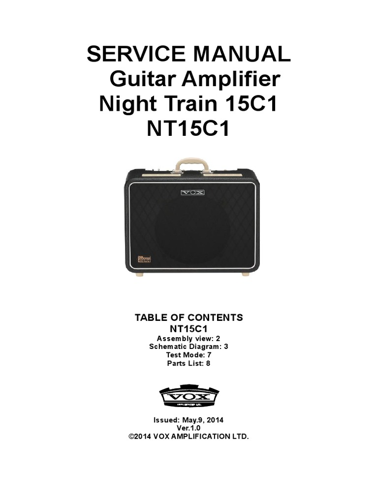 Service Manual Guitar Amplifier Night Train 15C1 NT15C1: Assembly View ...