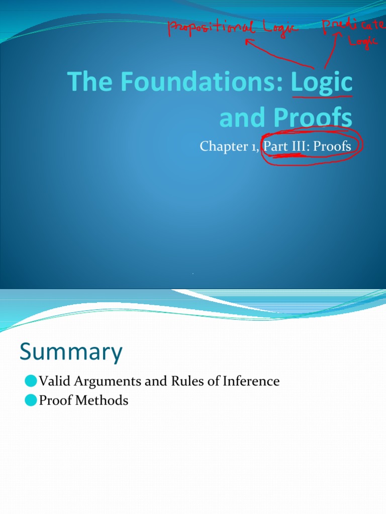 The Foundations: Logic and Proofs: Chapter 1, Part III: Proofs | PDF ...