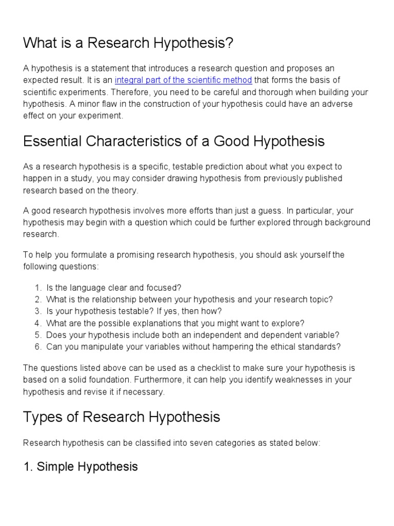 what is a research hypothesis pdf