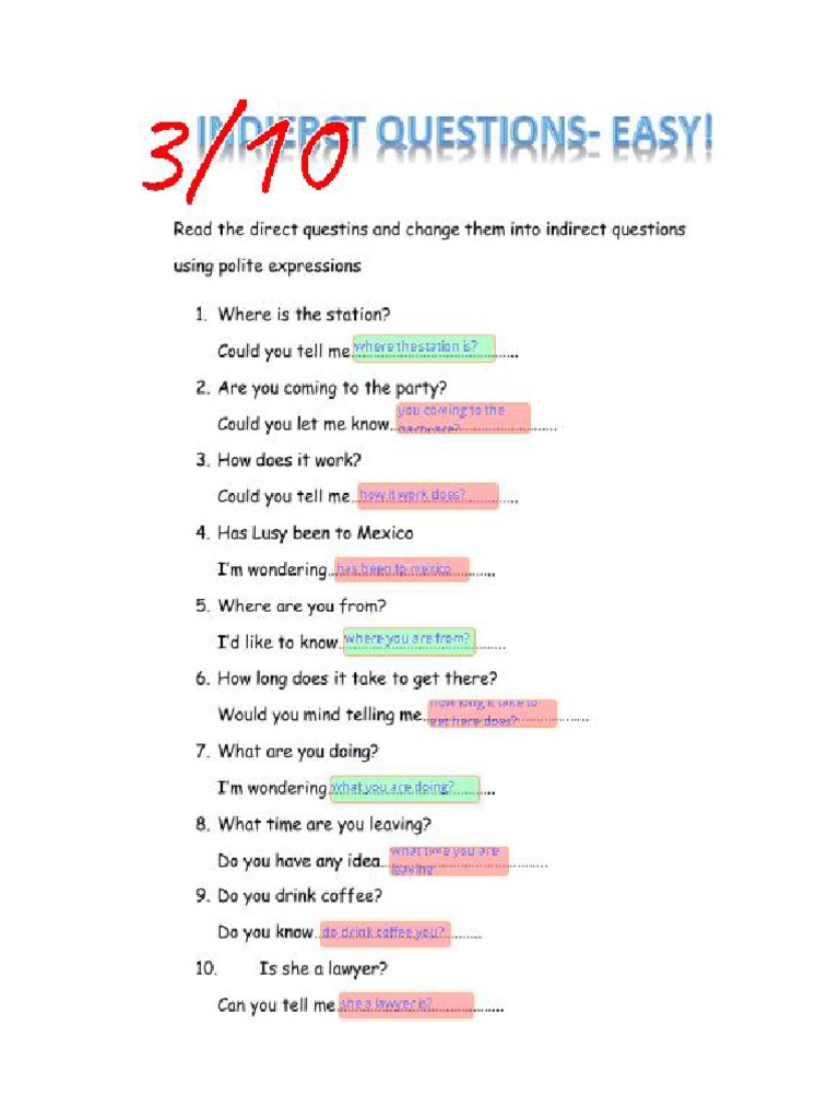 Lesson - Indirect Questions | PDF