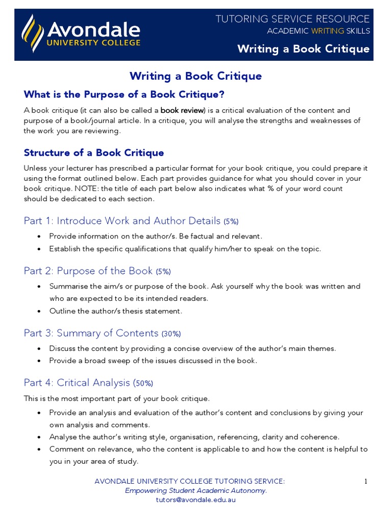 Writing A Book Critique Download Free PDF Books Cognition