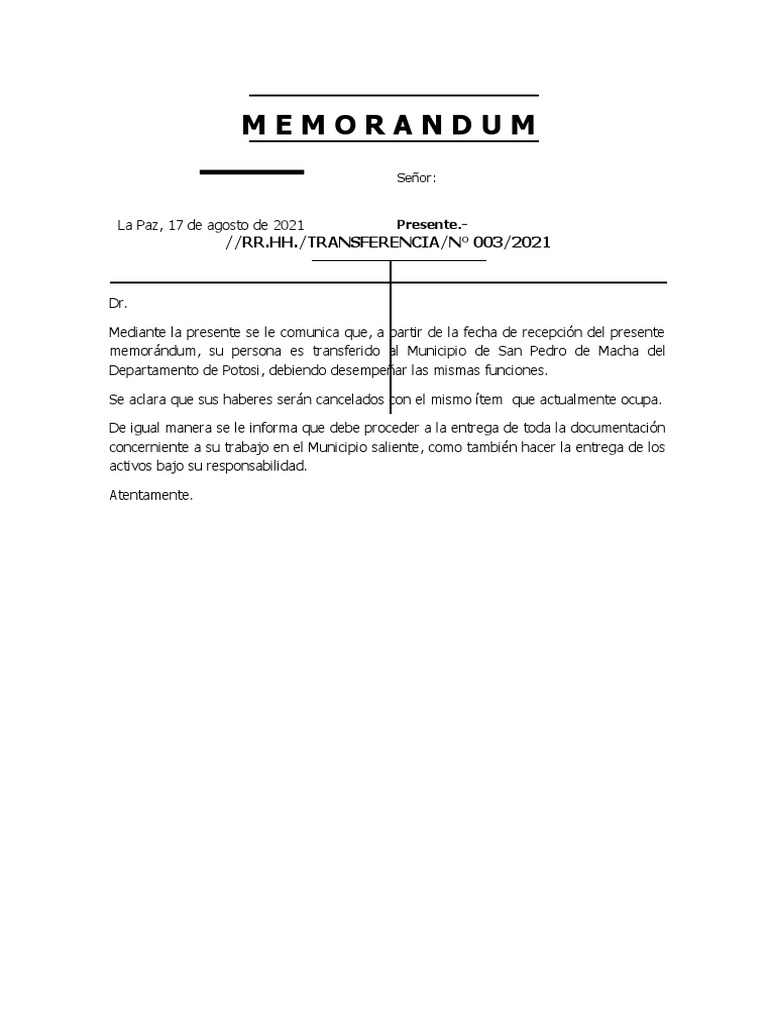 Ejemplo Memo Transferencia PDF