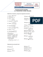 1PD - EJERCICIOS PROPUESTOS - Dominio - Traza de Nivel - Límite y Derivadas - Cálculo Integral - Matermática III - UNIFIEECS - 2020