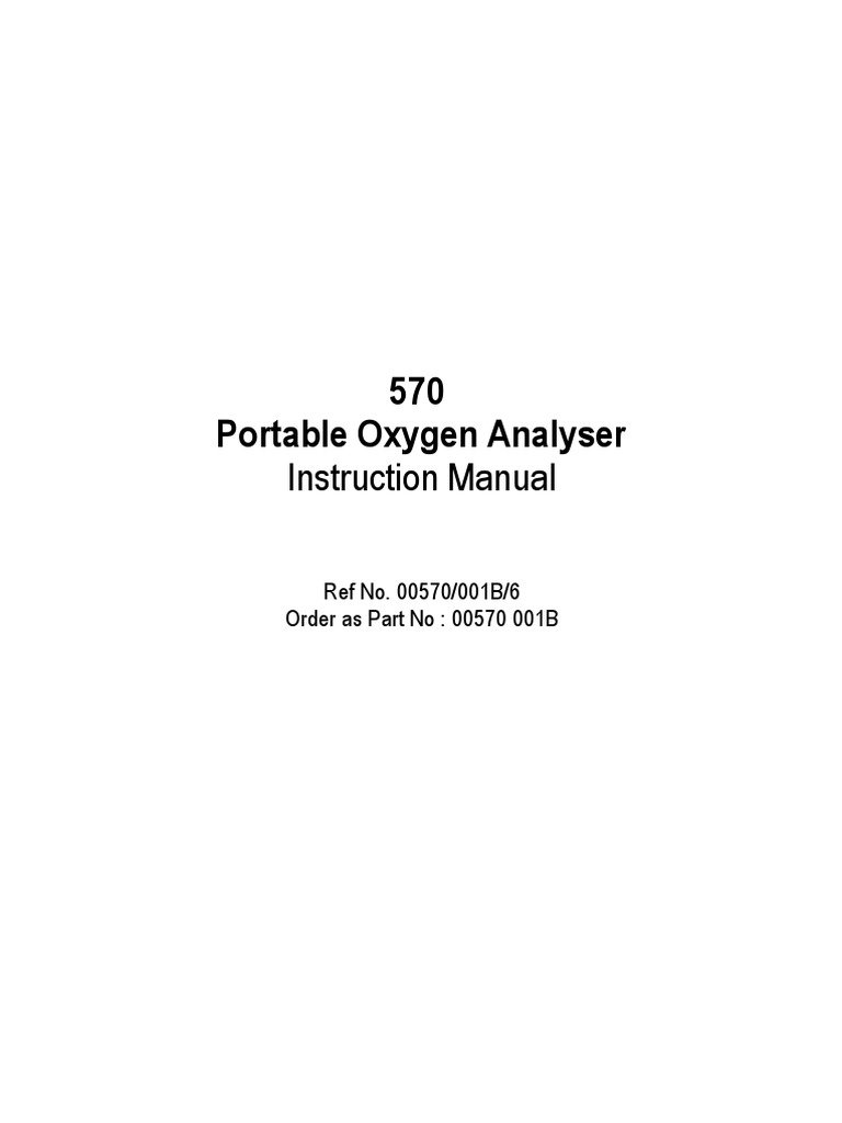 570 Portable Oxygen Analyser Instruction Manual PDF Gases Pressure