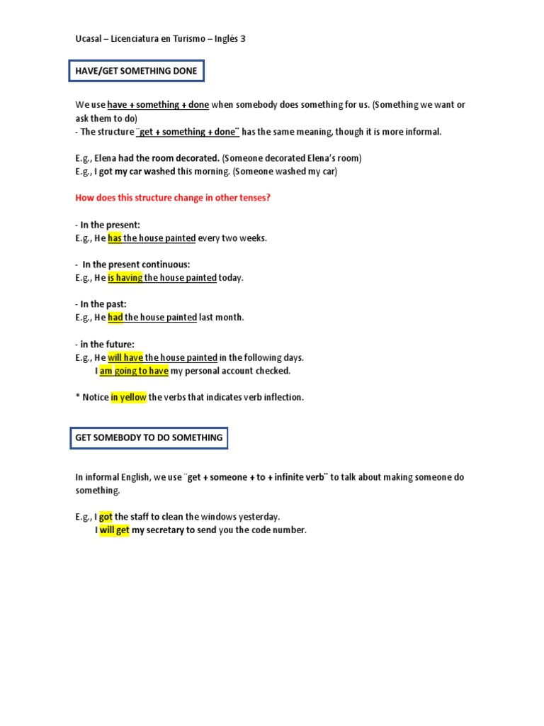 English Grammar: Have/Get Something Done | PDF | Verb | Linguistic Typology