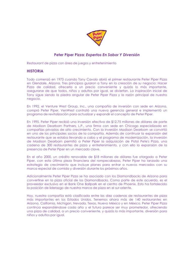 Peter Piper Pizza | PDF | Marketing | Business