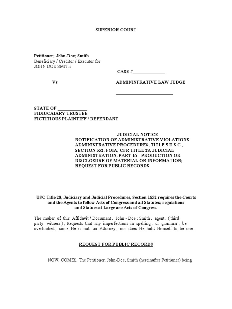 FOIA Template PDF Fiduciary Trust Law