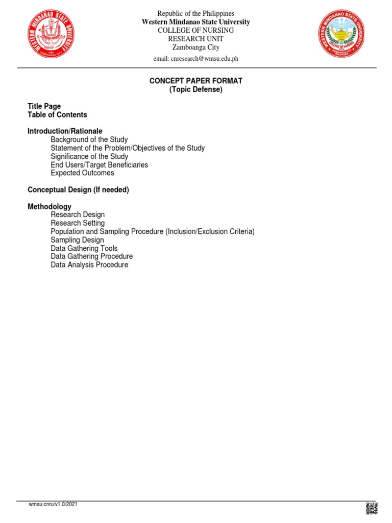 Concept Paper Format for Nursing Research | PDF