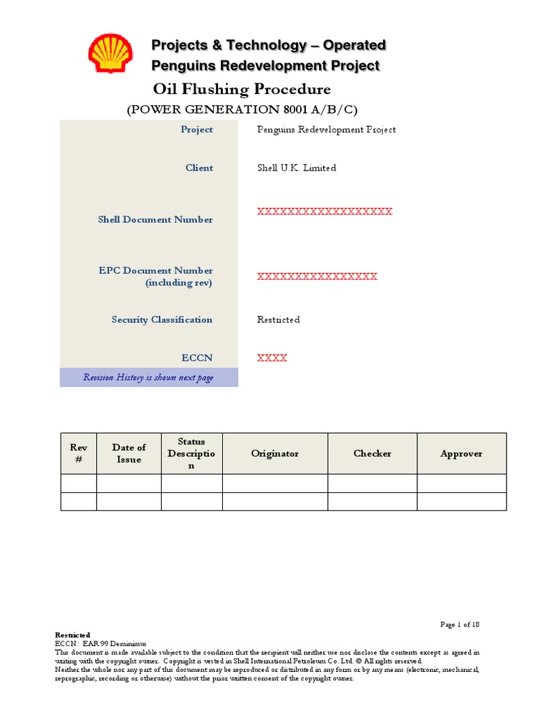 OIL FLUSHING Procedure Form Ver.1 (POWER GT 8001 ABC) PDF Risk