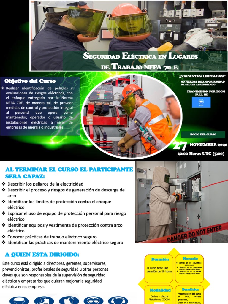 Brochure Seguridad en Lugares de Trabajo Nfpa 70e PDF Ingenieria