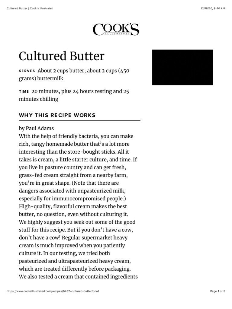 Cultured Butter Cook's Illustrated PDF Butter Buttermilk