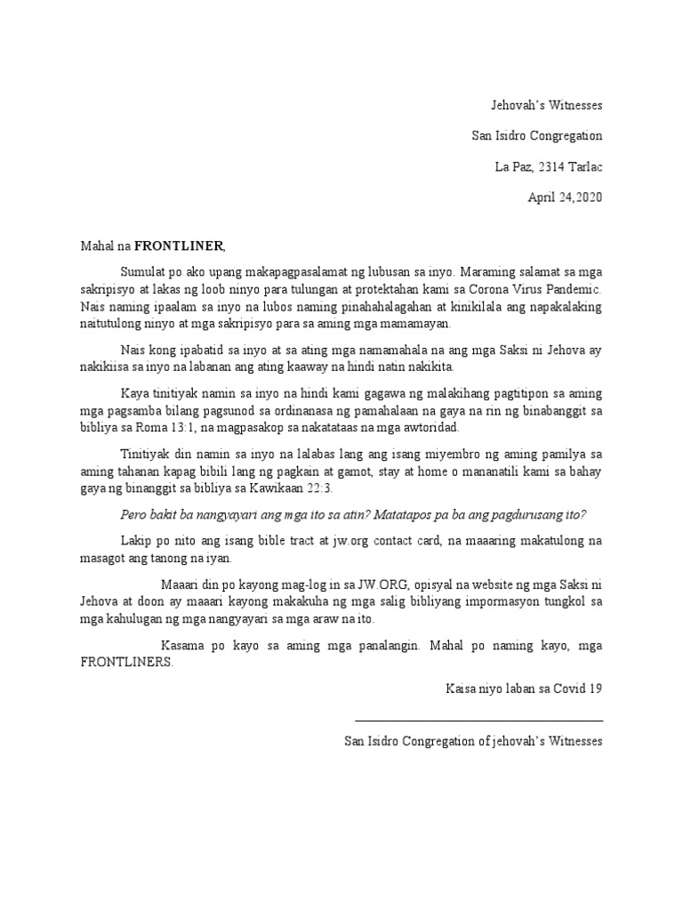 For Frontliners Letter PDF