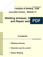 Indian Institute of Welding - ANB Refresher Course - Module 13: Welding stresses, Distortion and Repair welding