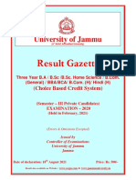 Gazette UG 3rd Semester (CBCS) Exam (PVT) 2020 Held in Feb 2021