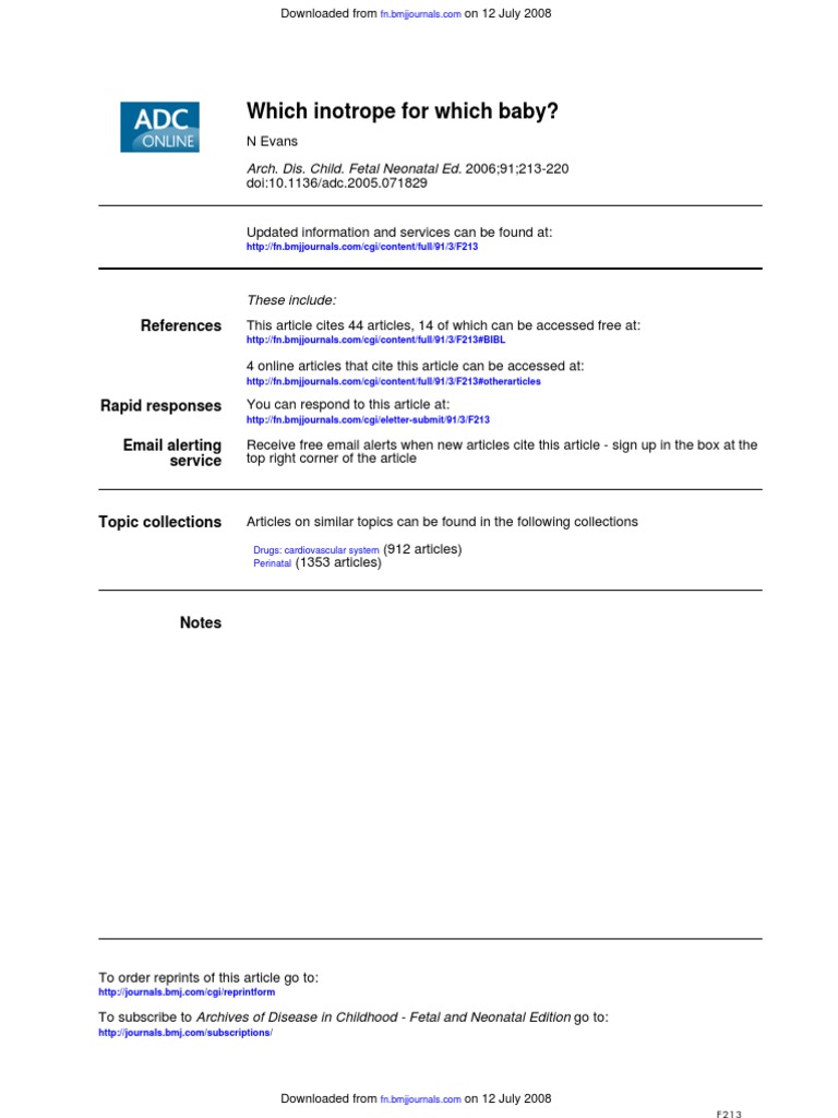 Choosing Inotropes for Neonatal Care | PDF | Sepsis | Circulatory System