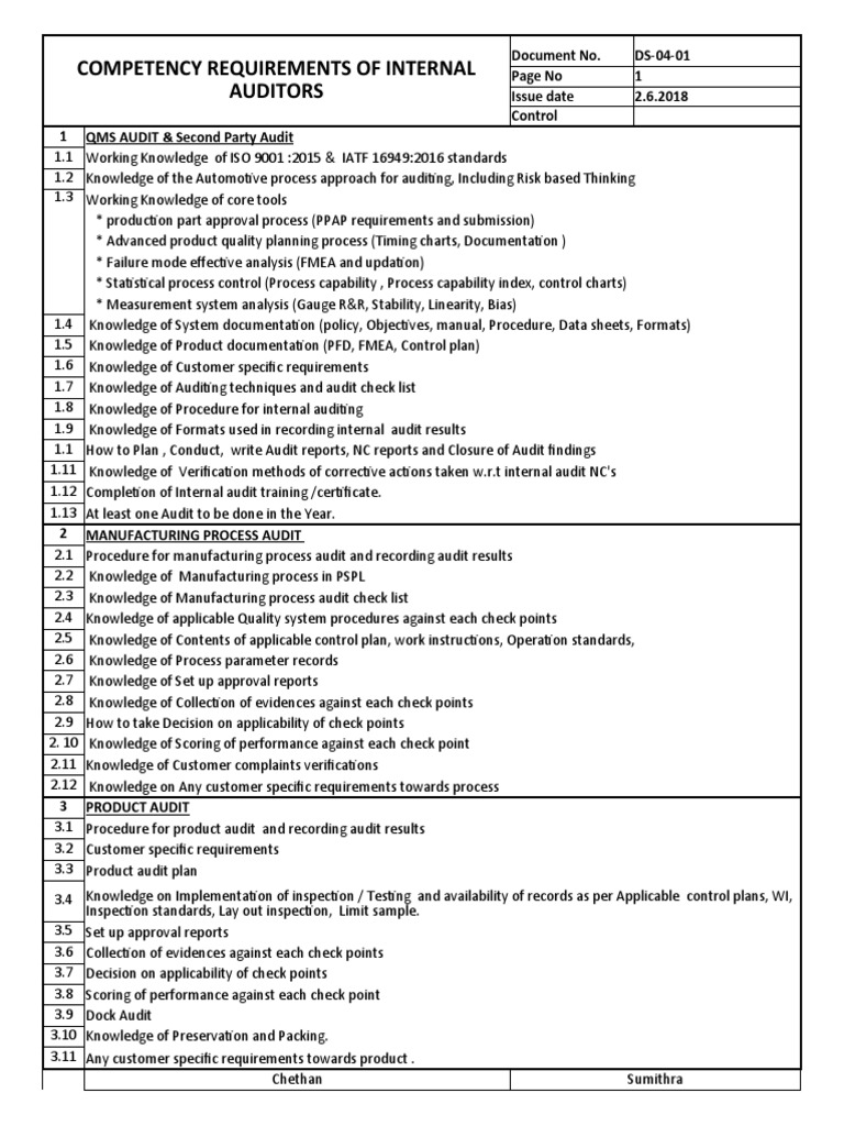 Dock Audit and Internal Auditor Competencies | PDF | Audit | Internal Audit