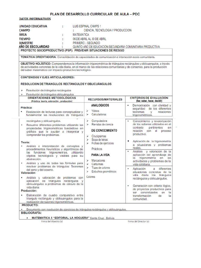 Plan de Desarrollo Curricular 2021 | PDF