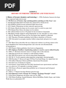 Prelim: History of Forensic Chemistry and Toxicology