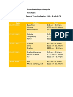 Timetable - Second Term Evaluation Grade 6,7,8