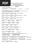 Dtea SR Sec Schools, New Delhi Worksheet Assignment Class XII-Informatics Practices