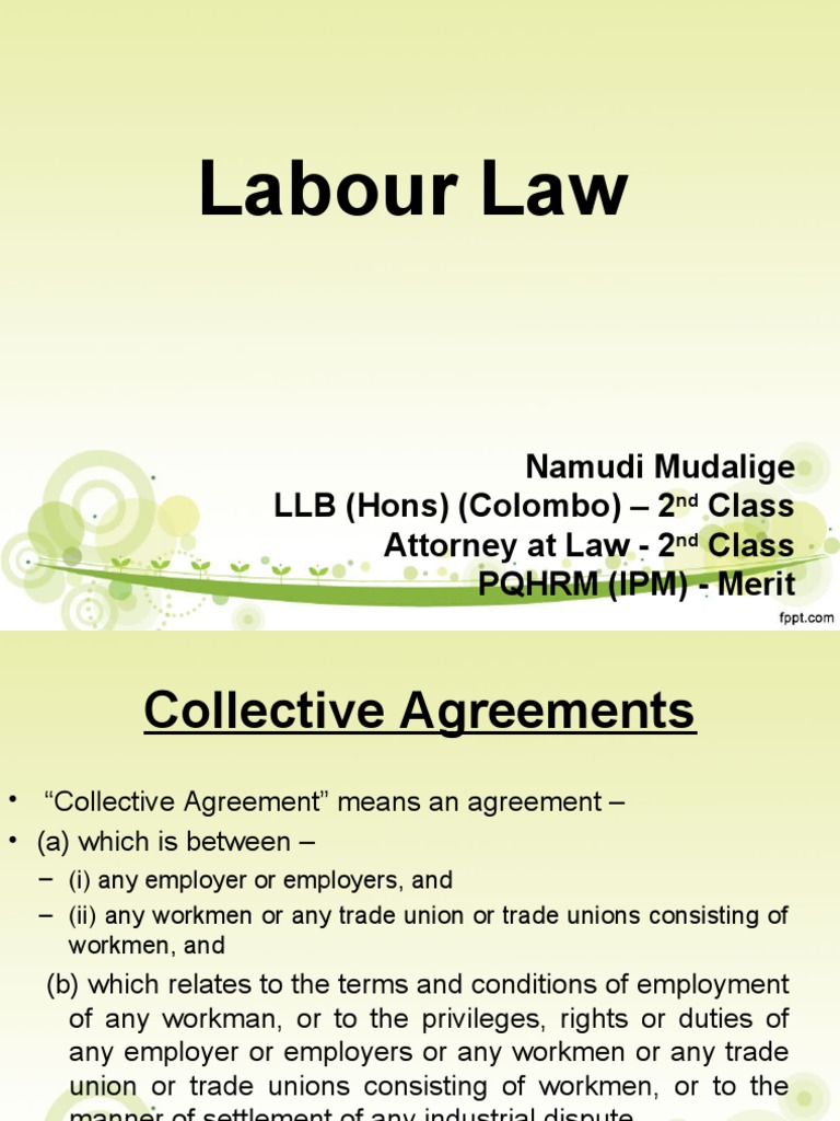 Lecture 09 ID Act Collective Agreements PDF Collective Agreement