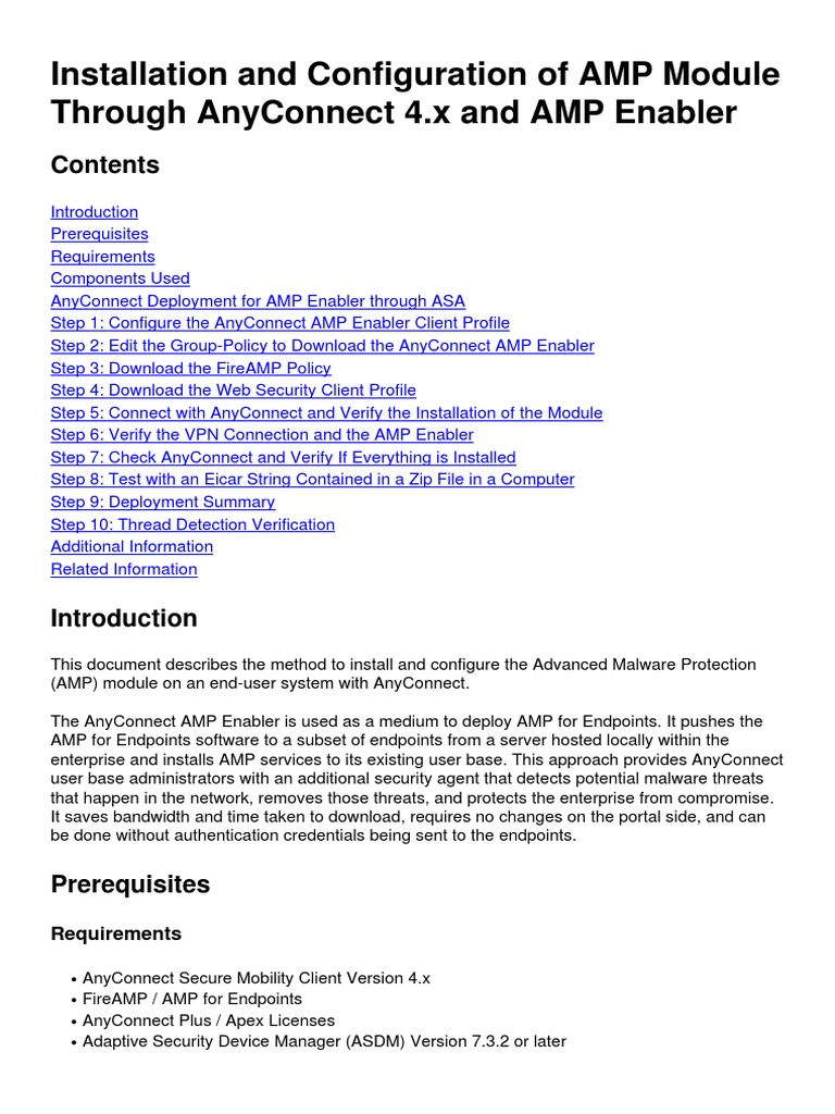 AMP Module Setup via AnyConnect 4.x | PDF | Microsoft Windows | World ...