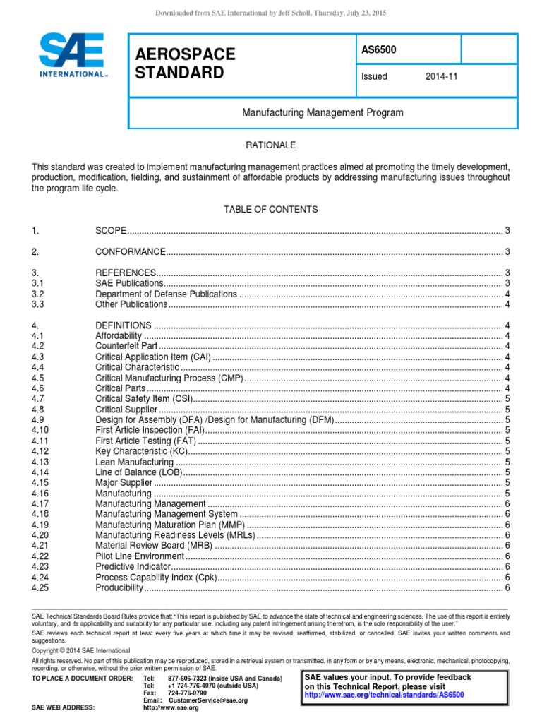 Aerospace Standard: Manufacturing Management Program | PDF | Six Sigma ...