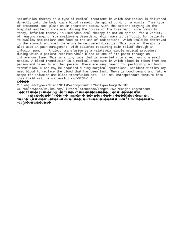 Infusion and Blood Transfusion Therapy | PDF | Intravenous Therapy ...