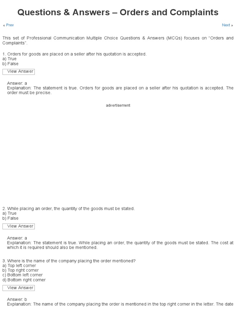 Business Communication MCQs | PDF | Finance & Money Management