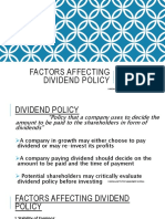Factors Affecting Dividend Policy: Finance Management Sharon M MBG 1505032