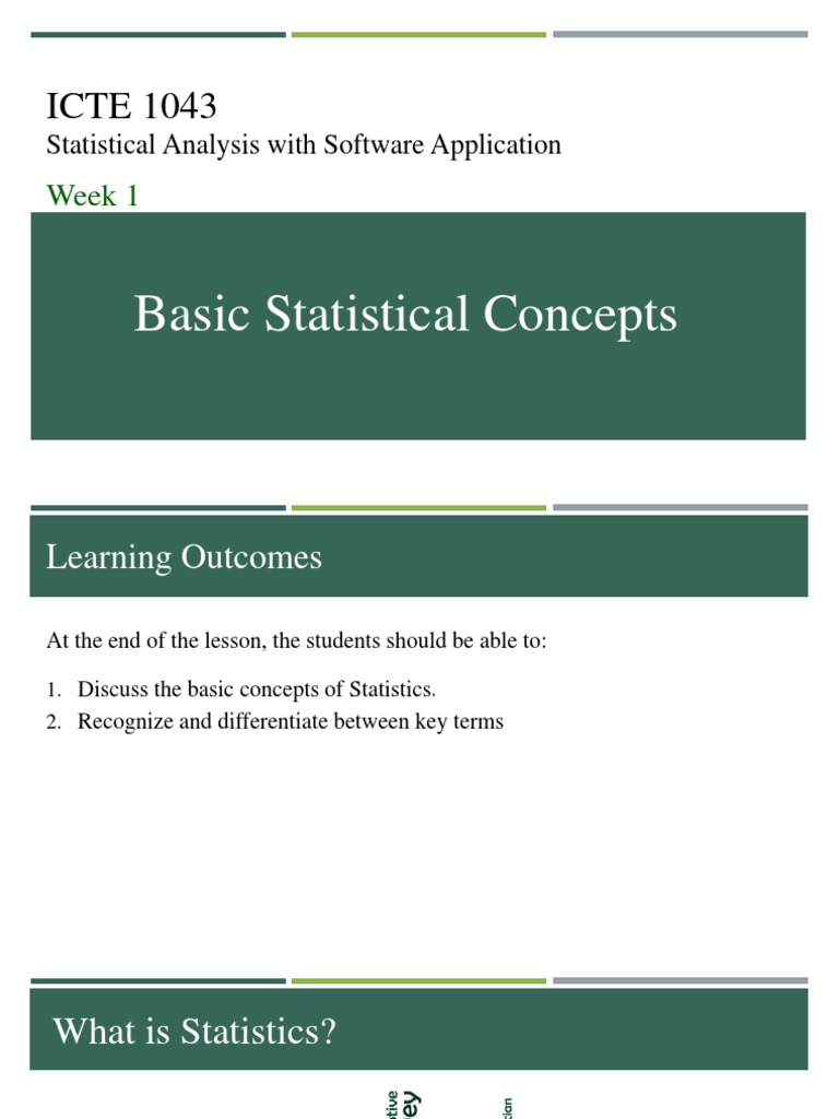 WEEK 1 Basic Statistical Concepts | PDF | Statistics | Cognition