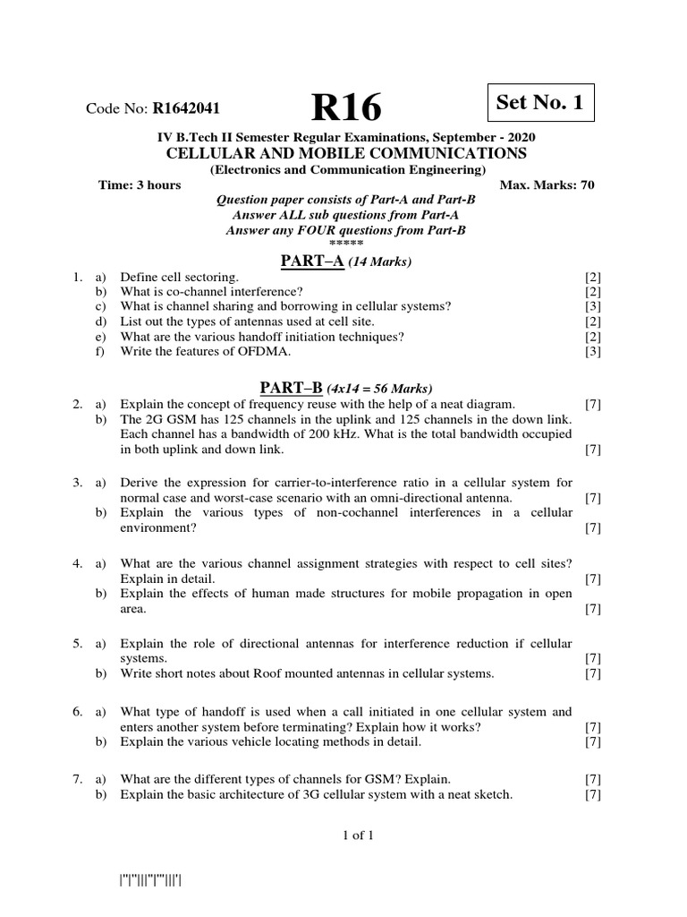 Cellular and Mobile Communications Exam | PDF | Cellular Network ...