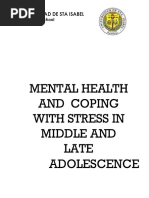 Module 6 Mental Health and Coping With Stress in Middle and Late Adolescence PDF