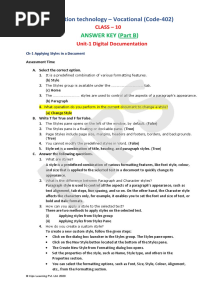Information Technology - Vocational (Code-402) : Answer Key (Part B)