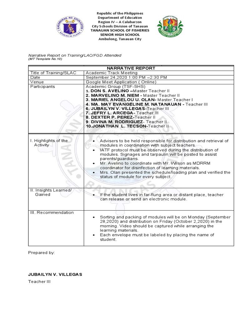 Guidelines and Procedures for the Distribution of Modules During the