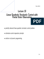 Linear Quadratic Stochastic Control With Partial State Observation